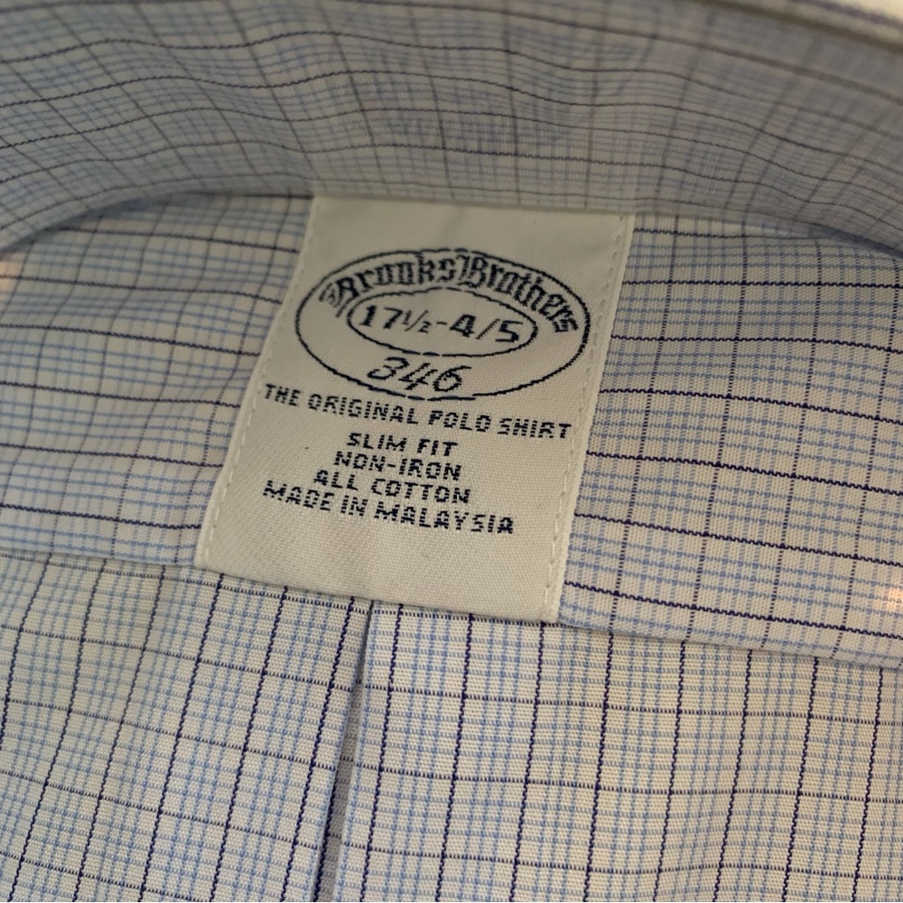 Brooks Brothers 17 1/2 34/35 "346" dress shift.  Slim Fit.  Non-Iron.  NWT. - Picture 3 of 4